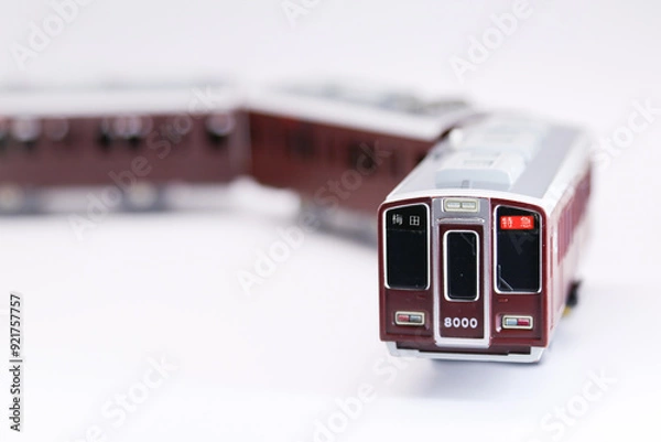 Obraz 電車のおもちゃ・鉄道模型 ホワイトバック