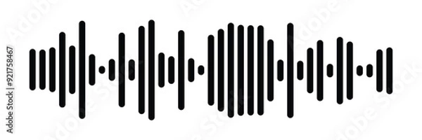 Fototapeta Waves of the equalizer. Vector illustration of music sound on isolated background. Drawing of radio signal painted by black inks. Sketch of musical soundtrack. Etching of voice record. In eps 10.