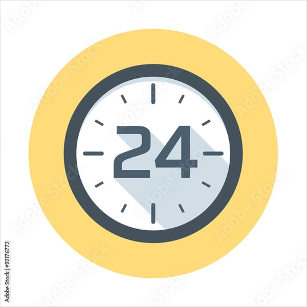 Fototapeta Twenty-four hours open icon theme, flat style, colorful, vector