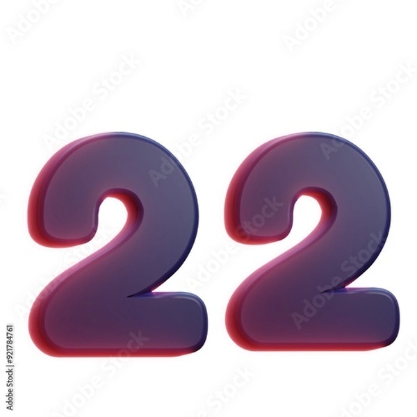 Fototapeta 3d 22 number red text design  - 1