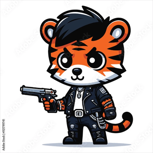 Obraz Tiger Gangster sticker vector illustration 