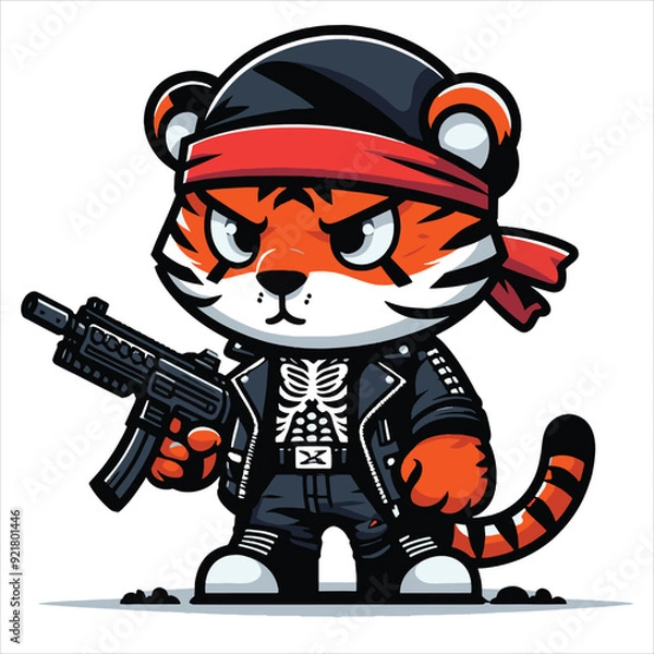 Obraz Tiger Gangster sticker vector illustration 