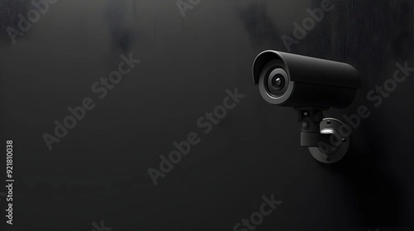 Fototapeta A surveillance camera with a high contrast image against a dark background