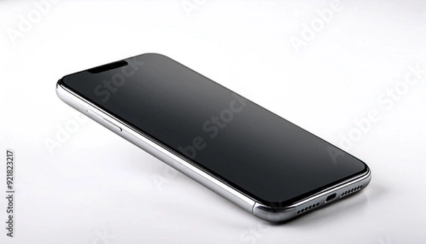 Fototapeta mobile phone on white backdrop