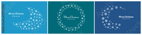 Fototapeta Set of Merry Christmas backgrounds with snowflakes