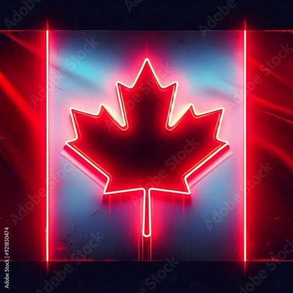 Fototapeta Neon Noir Flag of Canada