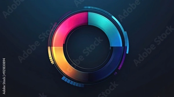 Obraz Digital circle graph with gradient colors and shadows, stylish data visualization