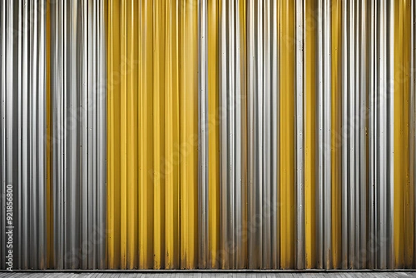 Fototapeta Yellow store front metal iron curtain texture background. Roll up metal blinds background.