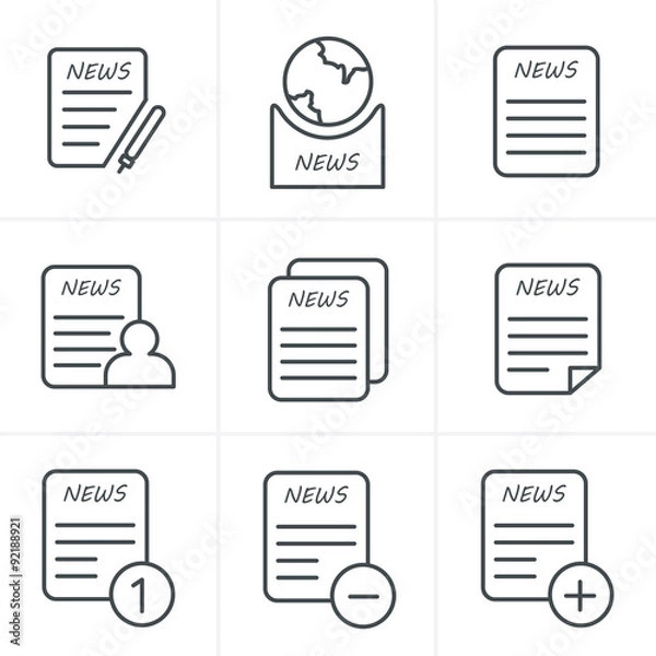 Fototapeta Line Icons Style Newspaper icons set
