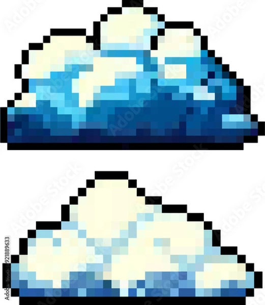 Fototapeta blue cloud in pixel art vector