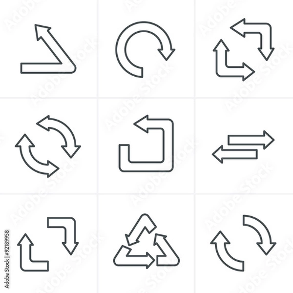 Fototapeta Line Icons Style Simple, flat design recycle symbols in black is
