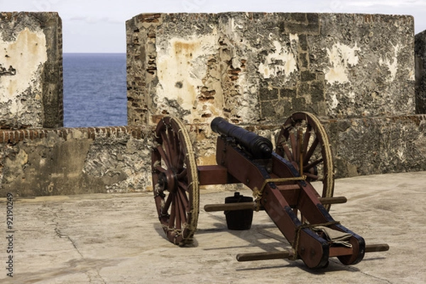 Obraz Historic cannon at the ready in old San Juan Puerto Rico