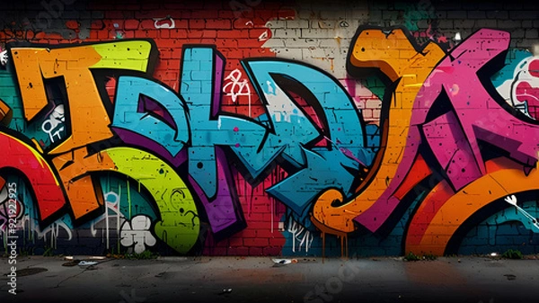 Obraz Abstract Graffiti Wall Background: Generative AI Pop Art Concept