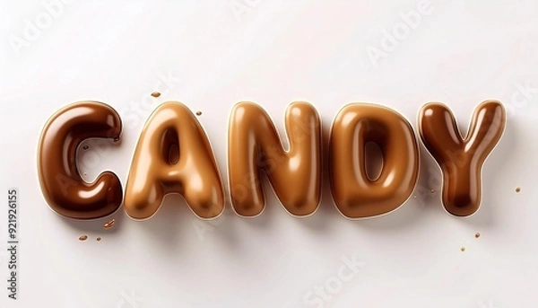 Fototapeta 3d melting Candy chocolate Text on a white background