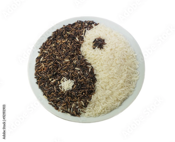 Obraz Black and white rice, Yin yang symbol
