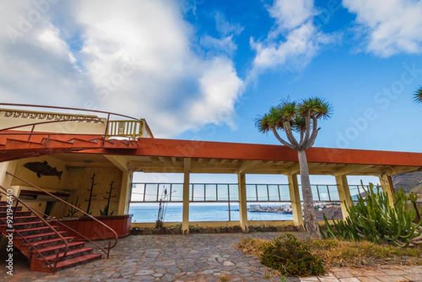 Obraz Abandoned hotel, stairs and sea views. Tenerife, Bajamar, Canary Islands.