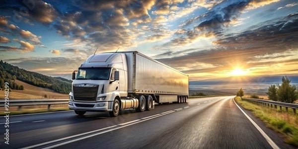 Obraz Truck driving on a busy highway