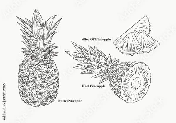 Obraz Hand Drawn Pineapple set illustration