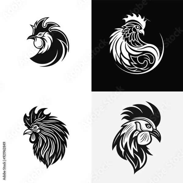 Fototapeta Rooster logo design vector illustration