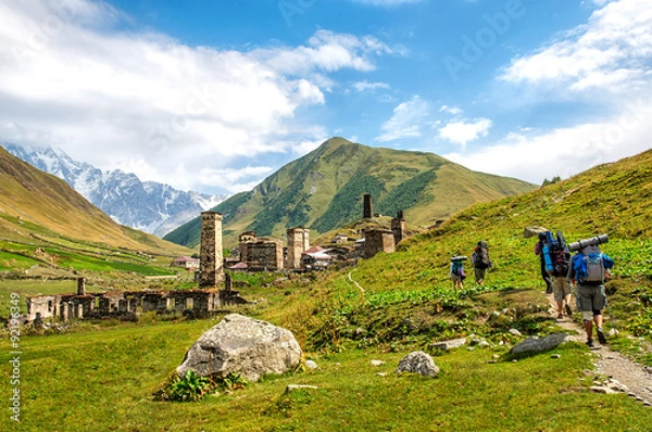 Obraz Ushguli village  the upper Svaneti region in Georgia
