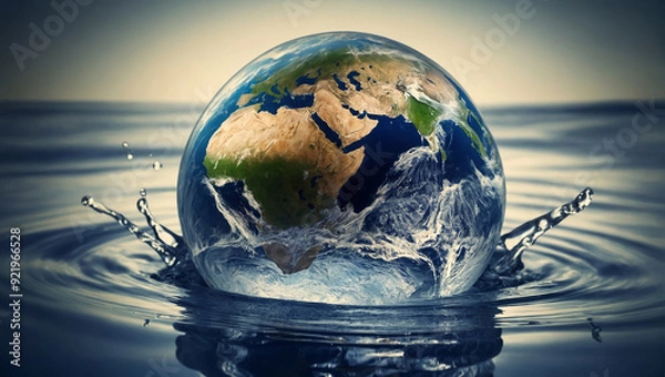 Fototapeta The world inside a glass tube with a rich natural background. AI generated