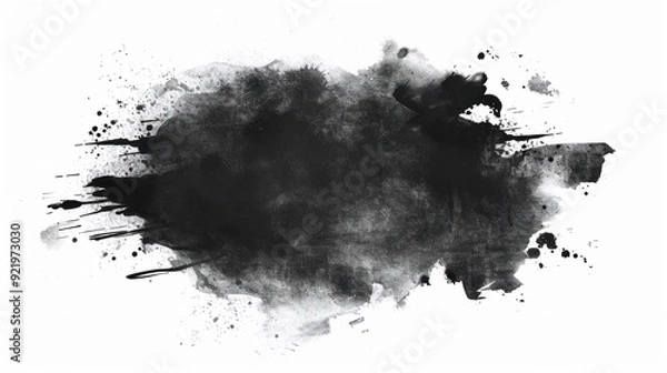 Obraz black watercolor splash , black brush stock , grunge paint ,isolated on a transparent background. PNG