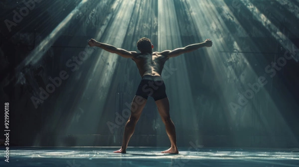 Fototapeta Improving balance with gymnastics exercises