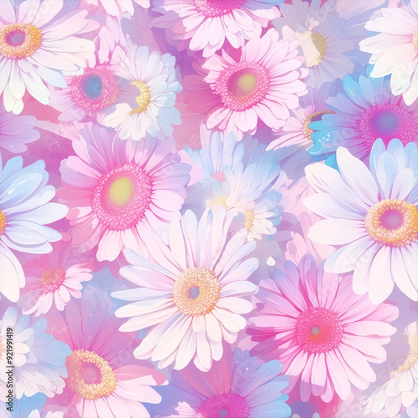 Obraz アニメ風のスプラッシュのガーベラのテクスチャパターン