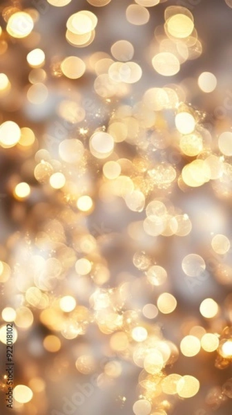 Fototapeta Abstract golden bokeh lights creating festive christmas background