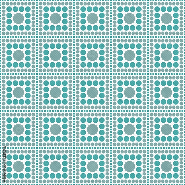 Fototapeta Teal, Gray And White Polka Dot Square Abstract Design Tile Patte