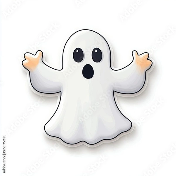 Obraz Cartoon ghost icon on solid white background, single object