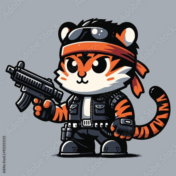 Obraz Warrior tiger sticker vector illustration for T-shirt