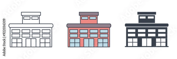 Fototapeta Airport building icon symbol vector illustration isolated on white background