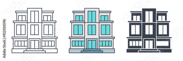 Obraz Office building icon symbol vector illustration isolated on white background