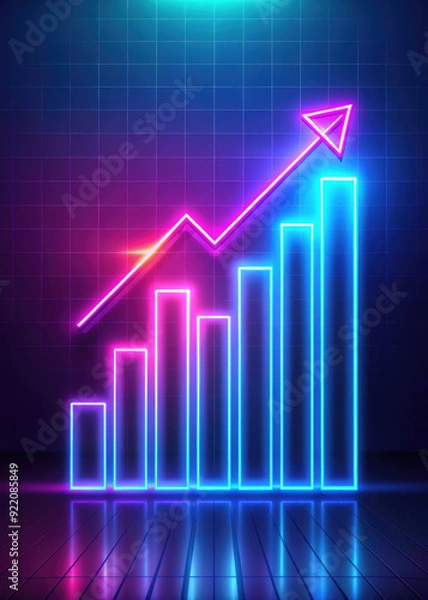 Fototapeta business performance growth graph, illustration, information, data, stock market, exchange, profit, finance, banking sector, accounting, progress, mathematical, visual demonstration of income, digital
