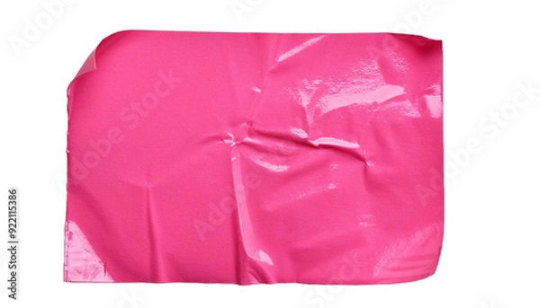 Obraz pink sticker paper wrinkled isolated on transparent background