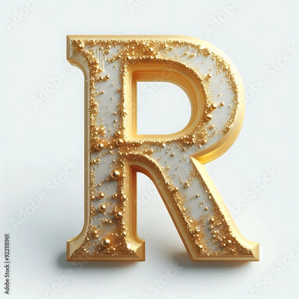 Obraz Gold alphabet R with a solid white background.