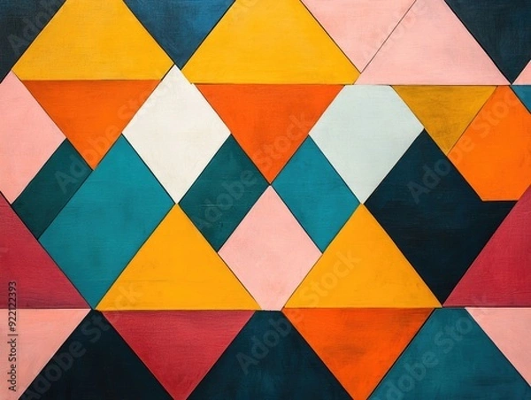 Fototapeta Striking triangular pattern design with a mountain like aesthetic created through a combination of geometric shapes and structures  The image features sharp angular lines and a minimalist