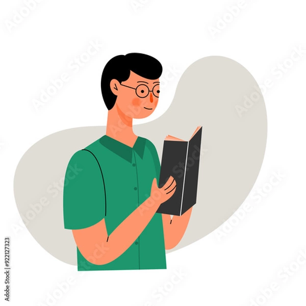 Obraz Man reading book illustration character