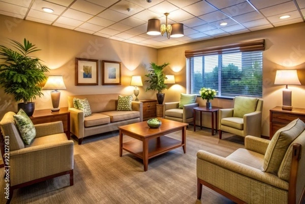 Obraz Cozy and Supportive, Nurturing Patient Relationships, Soft Lighting, Warm Colors, Comfortable Seating