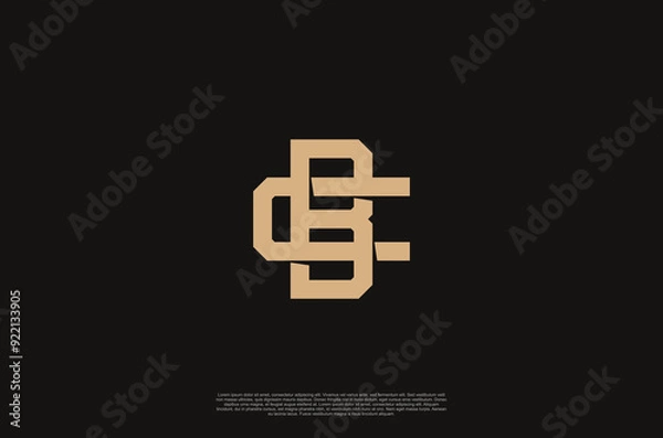 Fototapeta initial CB or BC letters overlapping interlock monogram logo line art  vintage style