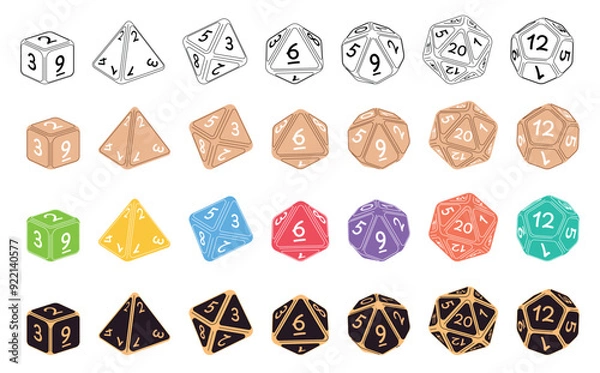 Fototapeta A set of dice for board games. Items for determining random values. Vector illustration