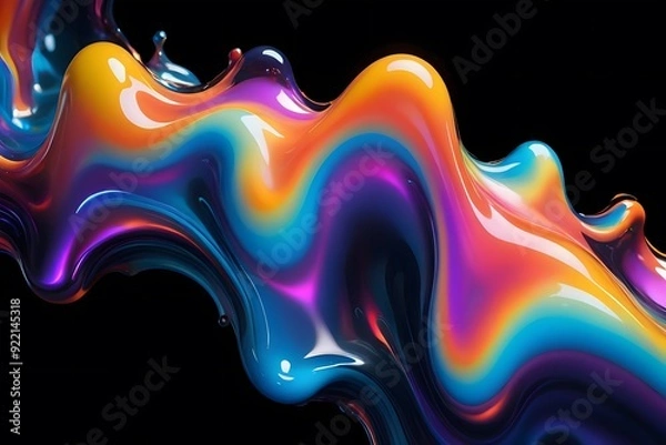 Fototapeta Abstract colorful liquid wave on a black background.