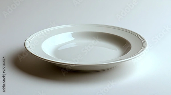 Fototapeta Empty Ceramic Round Plate Isolated on White Background - Showcasing Smooth Surface and Simple Design with Emphasis on Shape and Texture in Real Photography