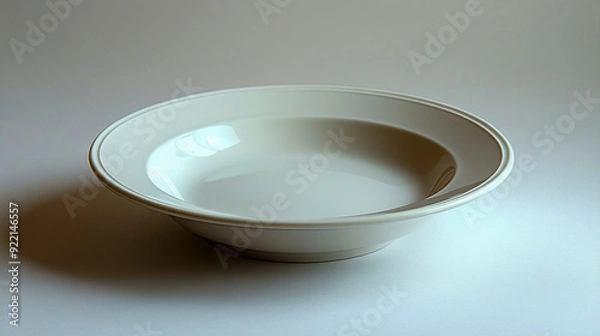 Obraz Empty Ceramic Round Plate Isolated on White Background - Showcasing Smooth Surface and Simple Design with Emphasis on Shape and Texture in Real Photography