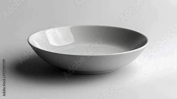Obraz Empty Ceramic Round Plate Isolated on White Background - Showcasing Smooth Surface and Simple Design with Emphasis on Shape and Texture in Real Photography