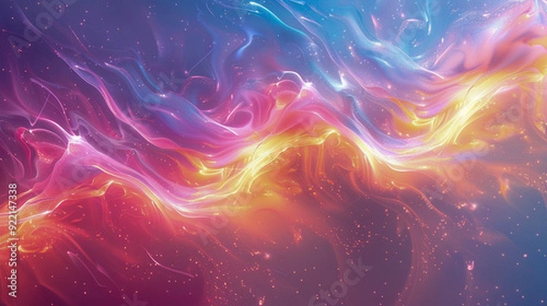 Fototapeta Iridescent Neon Background with Holographic Abstract Patterns and Soft Pastel Colors - Dreamy, Ethereal Digital Art with Seamless Blending