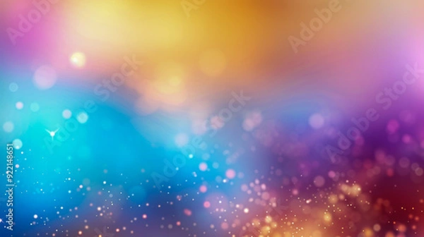 Fototapeta Glittering Gradient Background with Hologram Effect Featuring Magic Lights, Fairy Sparkles, Gold Stars, and Festive Blurs Creating a Dreamy and Enchanting Atmosphere for Fantasy Designs