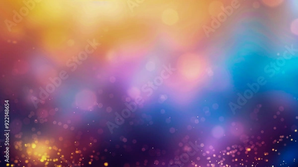 Fototapeta Glittering Gradient Background with Hologram Effect Featuring Magic Lights, Fairy Sparkles, Gold Stars, and Festive Blurs Creating a Dreamy and Enchanting Atmosphere for Fantasy Designs
