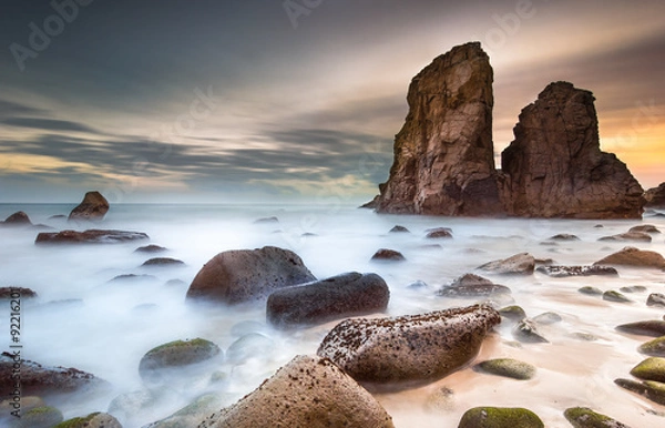 Obraz Golden sunset on a beautiful deserted beach